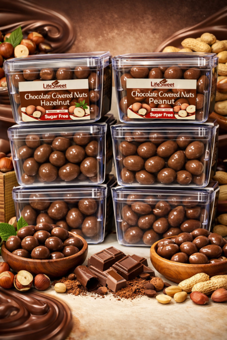 مكسرات فستق سوداني مغطاه بالشوكولاطه كيتو بدون سكر